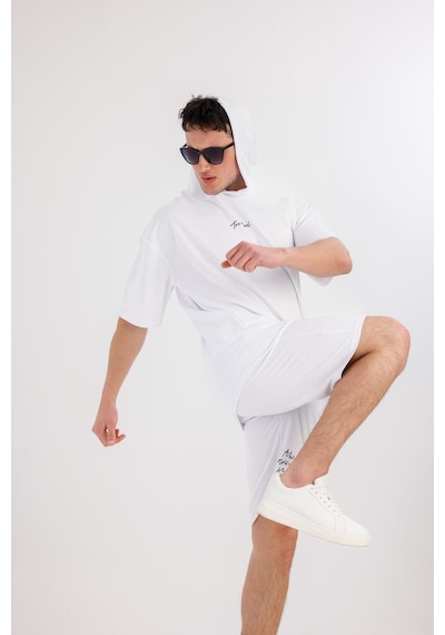 Oceano Kapüşonlu Sweatshirt & Şort Takım - Krem Krem Oceano Kapüşonlu Sweatshirt & Şort Takım - Krem Krem