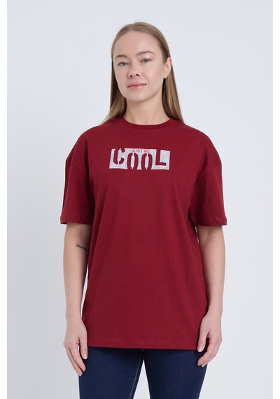 Velvoria Unisex Oversize Bordo Cool T-shirt