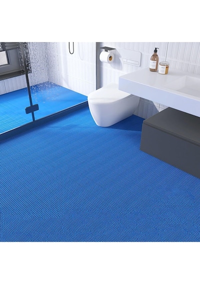 Banyo Duş Havuz Zincir Mat Paspas Kaydırmaz Pvc Paspas / Mavi / Ebat: 90 Cm. Mavi