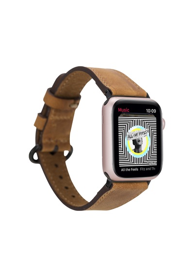 Apple Uyumlu Watch    Deri Kordon 38-40-41mm Roma G19 Taba