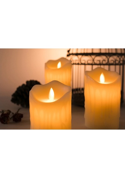 Alevli Led Mum Hareketli Alev Görünümlü Dekoratif Mum - 7cm Krem