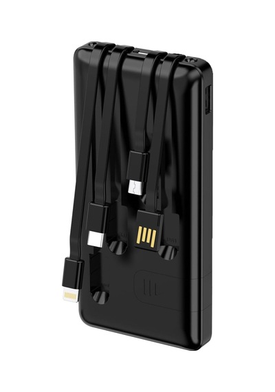 10000mah Powerbank Kendinden Kablolu Led Işıklı Taşınabilir Şarj Aleti Telefon Standlı Siyah