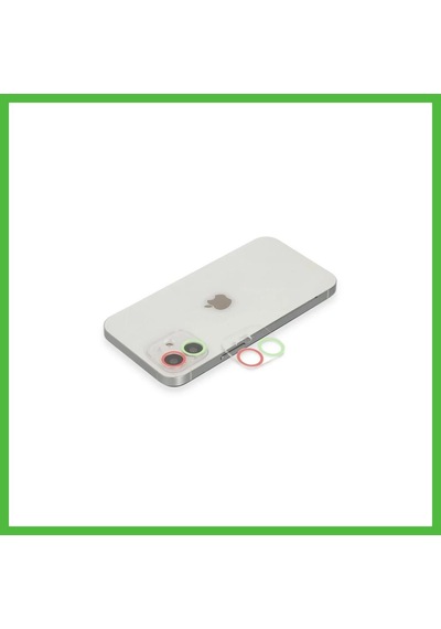 Vaveni İphone 12 Uyumlu Renkli Kamera Lens Koruma Cam - Yeşil-pembe Arz