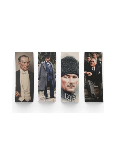 Atatürk 4'lü Kitap Ayracı Kalın Geniş Kesim 350 Gr Hediyelik No:1