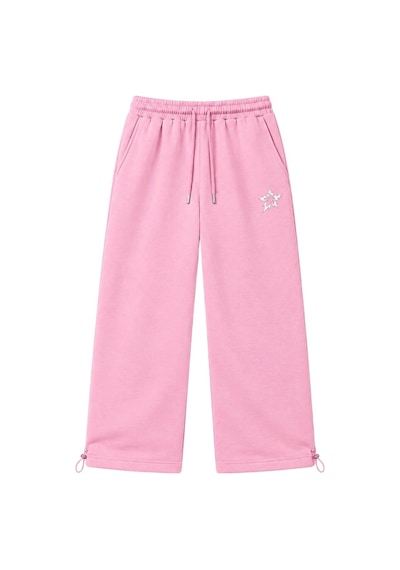 Zaee Tribal Star Nakışlı Ayarlanabilir Paça Premium Baggy Eşofman Altı Pembe