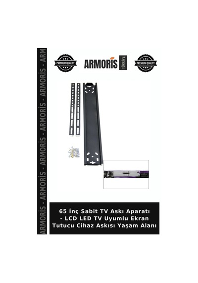65 İnç Sabit Tv Askı Aparatı - Lcd Led Tv Uyumlu Ekran Tutucu Cihaz Askısı Yaşam Alanı