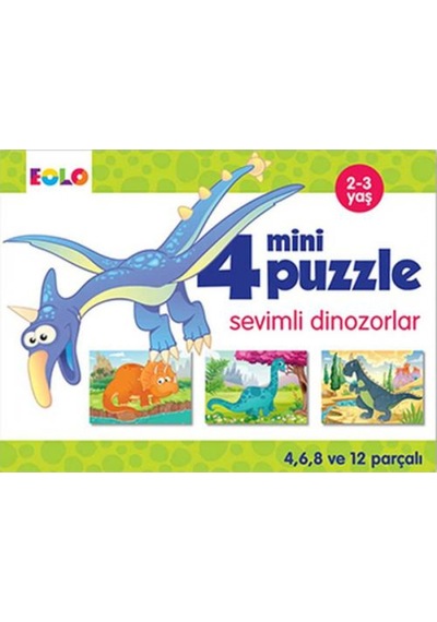 4 Mini Puzzle - Sevimli Dinozorlar