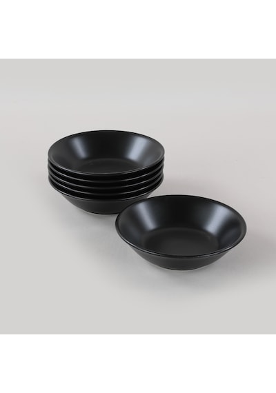 Mat Siyah Hitit Yemek Tabağı 18 Cm 6 Adet Siyah