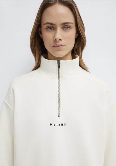 Mavi - Mvjns Nakışlı Yarı Fermuarlı Ekru Sweatshirt 1s10533-89145 Ekru
