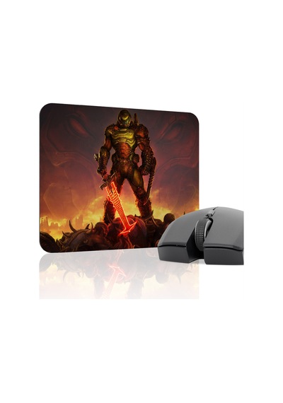 Doom Kaymaz Dikişli Kauçuk Oyuncu Mousepad V1 - 22x18 Gaming Mouse Pad Fare Altlığı