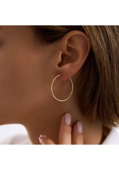 14k Altın Halka Küpe 1,2 Mm 3.2 Cm Gizli Kilit T14300 Renkli