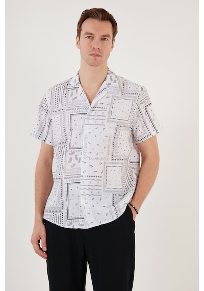 Buratti Pamuklu Regular Fit Kısa Kollu Erkek Gömlek Cf24S117514 Beyaz