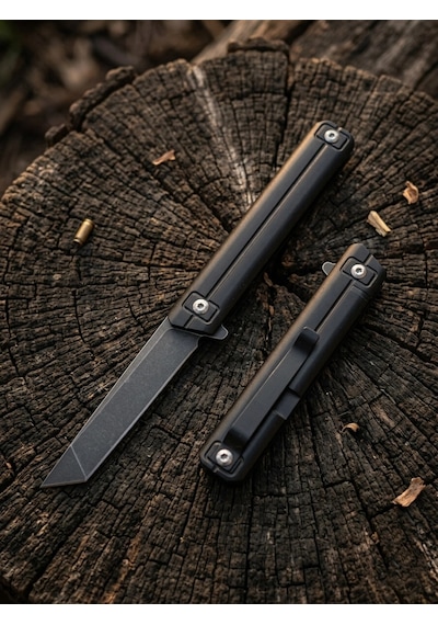 Knivox Browning Profesyonel Siyah Tanto Namlu D2 Çelik Çakı - Ultra İnce Tasarım