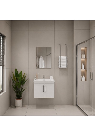 Creavit D20 Banyo Dolabı Seti Çekmeceli 80 Cm Beyaz