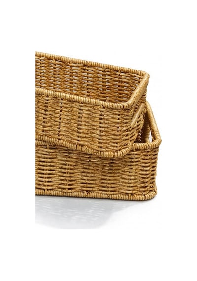 Digithome 2'li Dikdörtgen Hasır Rattan Organizer Sepet - Bb6073 Turuncu