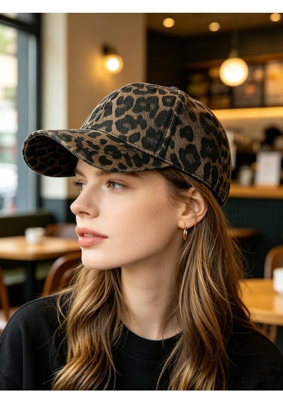 Valkyrie Leopar Desenli Unisex Şapka Ayarlanabilir Beyzbol Şapkası Günlük Spor Vintage Animal Print Kahverengi