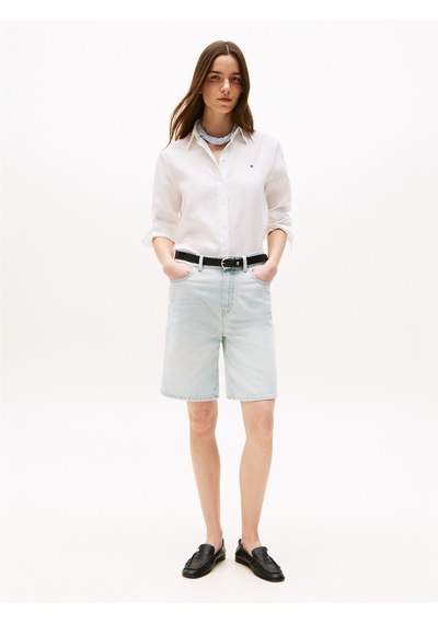 Tommy Hilfiger Ess Lınen Relaxed Shırt Kadın Beyaz Gömlek - Ww0ww44679