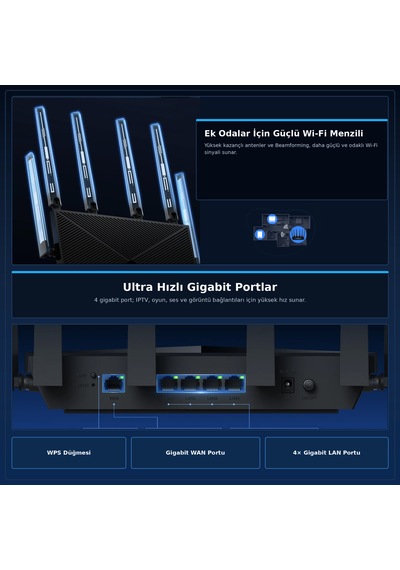 Cudy Wr6500 Be6500 Dual-band Wi-fi 7 Router Gigabit Portlu Mlo 4k Qam Broadcom Ofdma Destekli Ev İçi