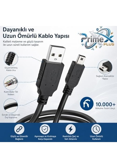 Px-5p05 0.5 Metre 5 Pin Usb Kablo, 50cm Mini Usb Kablo, Usb Am/mini 5pin Kablo