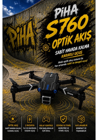 S760 Drone 2Batarya&25Dakika Uçuş 480p Kamera Taşıma Çantalı Drone