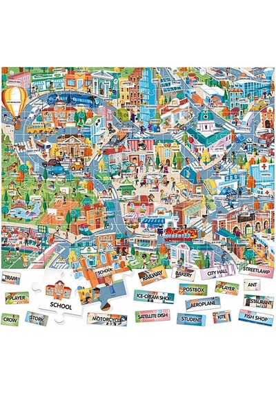 Headu 100 İngilizce Kelimeli Şehir Puzzle   It21000