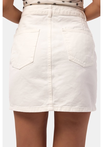 it's basic Kadın Kırık Beyaz 7s6-101 Straight Mini Denim Etek