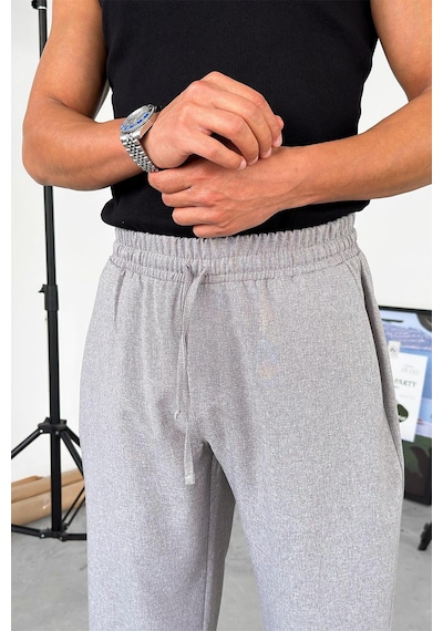 Gri Dokulu Soft Jogger Pantolon Gri