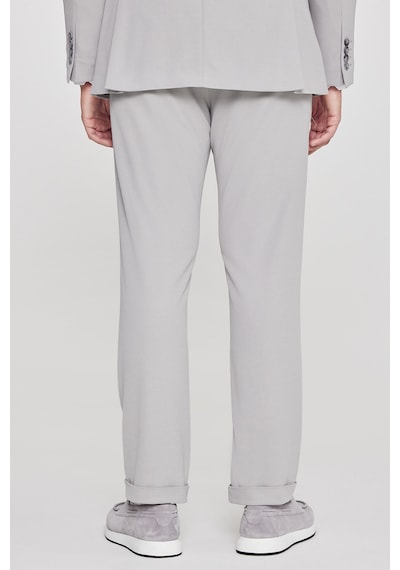 AC&Co / Altınyıldız Classics Erkek Grı Slim Fit Dar Kesim Mono Yaka Beli Bağlamalı Kapak Cepli Esnek Takım Elbise Grı