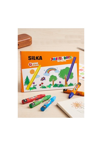 Pastel Boya 12 Renk 1 Paket Silka Pastel Boya 12 Li Karton Kutulu Parlak Canlı Ve Örtücü Renkler Yerli Üretim Çok Renkli