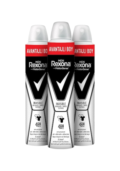 Rexona Men Invisible Black+White Erkek Sprey Deodorant 3 x 200 ML
