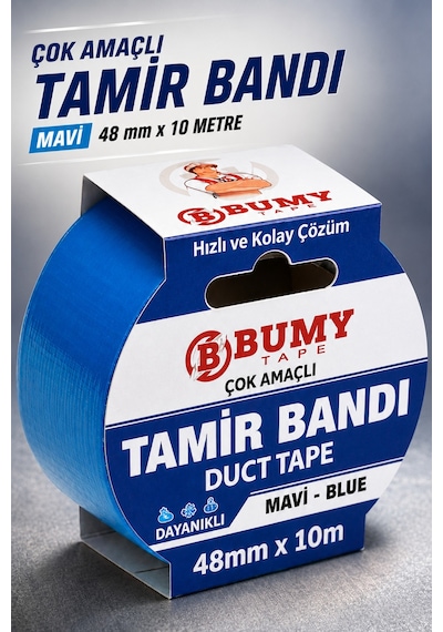 Mavi Çok Amaçlı Tamir İzolasyon Bandı 48 Mm X 10 Metre Su Geçirmez Sızdırmaz Takviye Bantı Bantları