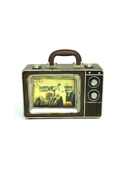 Dekoratif Metal Çerçeve Televizyon Temalı Vintage Hediyelik