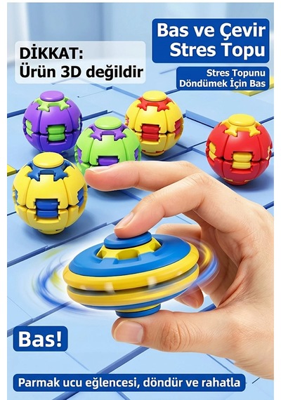 Spin Ball Mekanik Stres Topu Fidget Oyuncak Dönüşebilen Puzzle Çark Bas Çevir Döndür