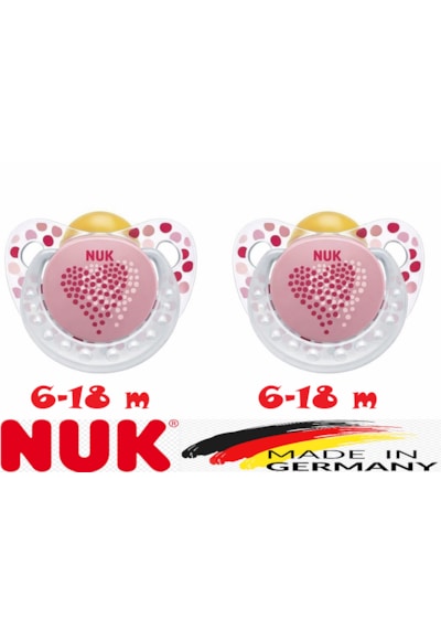 Nuk Trendline Adore Halkalı Ortodontik Kauçuk Emzik 6-18 Ay İkili / Pembe Açık Pembe