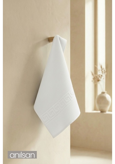 Beyaz Greek El Havlusu - 50x90 Cm, 225 Gr, %100 Pamuk, Spa Ve Otel Havlusu Beyaz