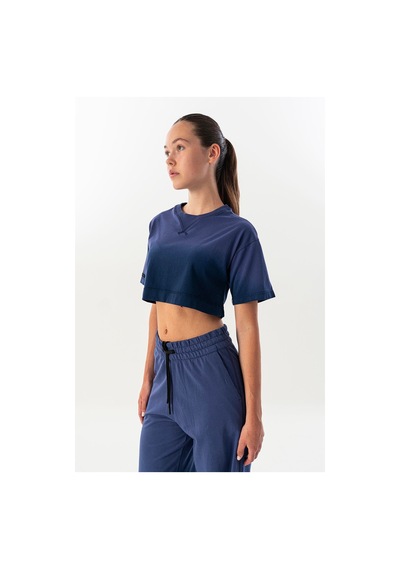 Maraton Comfort Kadın Bisiklet Yaka Mor Crop Top Mor
