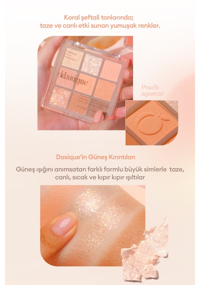 Dasique Mat Ve Işıltılı Renk Seçenekleri Sunan Far Paleti Shadow Palette 14 Peach Squeeze 14 Peach Squeeze