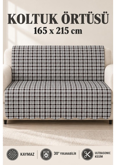 Çok Amaçlı Kadife Koltuk Örtüsü Kaymaz Süngerli 165x215 Cm Modern Bohem Çekyat Şalı Piknik Masa Örtüsü Alk4 gri