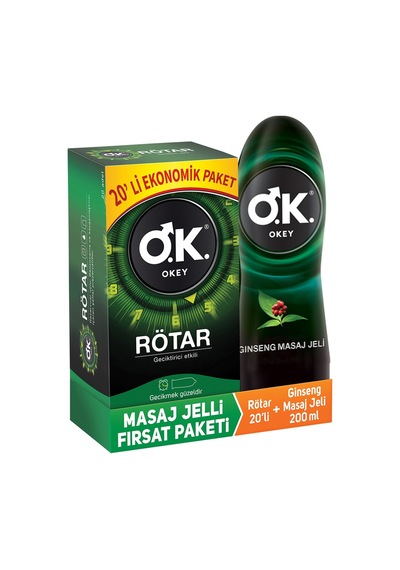 Rötar Geciktiricili 20'li Prezervatif Ginseng Masaj Jeli 200 Ml