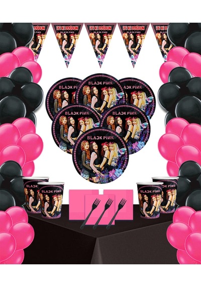 Blackpink Bilekpink 8'li Doğum Günü Parti Malzeme Seti Tüm Yaşlar