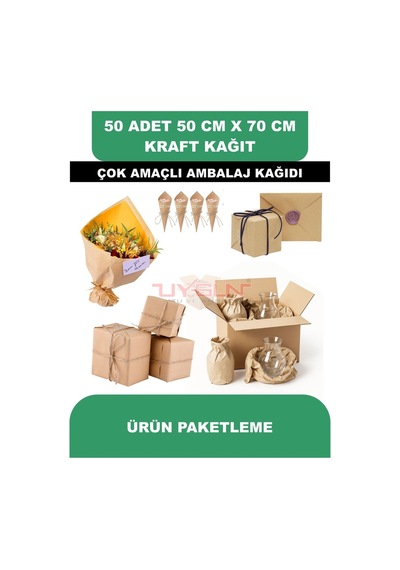 50 Adet 50cm X 70cm 100 Gr. Kraft Ambalaj Kağıdı, Çeyiz Ev Eşyası Hediye Ürün Paketleme, Çocuk Etkinlikleri