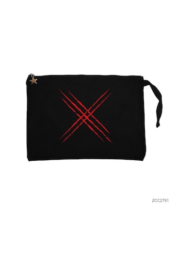 Zepplin Giyim X-Men Logo Red Siyah Clutch Astarlı Cüzdan / El Çantası