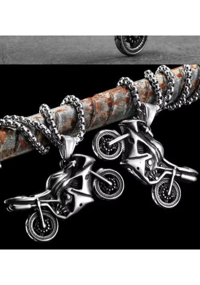 Paslanmay Çelik Motorcycle - Motorcu Kolye -motorsiklet Kolye Gümüş