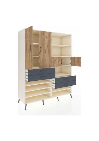 Kronos Gardrop 11 Raflı 4 Çekmeceli 4 Kapaklı 176x59x221 Aytaşı-çam/antrasit Çam/antrasit Kronos Gardrop 11 Raflı 4 Çekmeceli 4 Kapaklı 176x59x221 Aytaşı-çam/antrasit Çam/antrasit