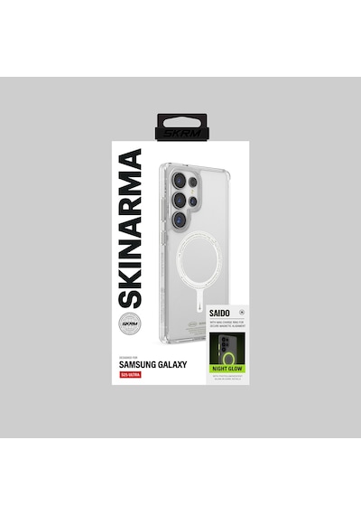 Galaxy S25 Ultra Kılıf Magsafe Uyumlu Şeffaf Fosforlu Skinarma Saido Nightglow Kapak Şeffaf