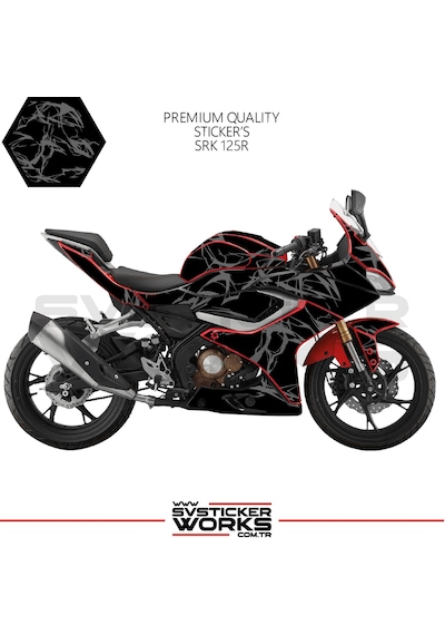 Rks Srk 125r Kaplama Sticker Şimşek Yıldırım Motor Kaplama Modeli Hazır Kit Gri