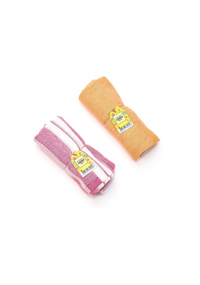 Pembe Ve Turuncu Yıkanmış Pamuk Peştemal Seti Açik Gri