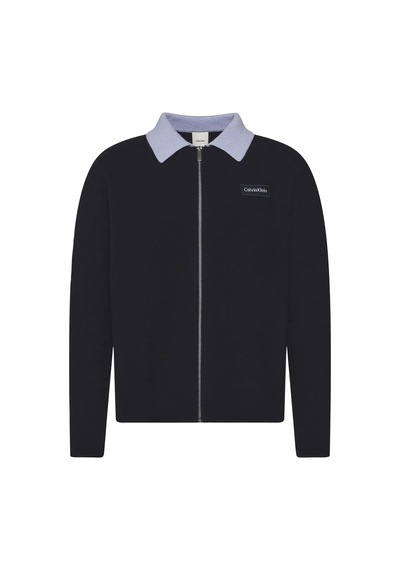 Calvin Klein Ls Boıled 100% Merıno Contrast C Erkek Lacivert Fermuarlı Ceket
