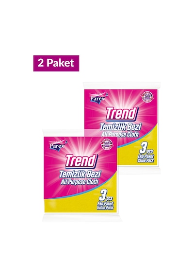 Trend Temizlik Bezi 3'lü Paket İkili Set Gri