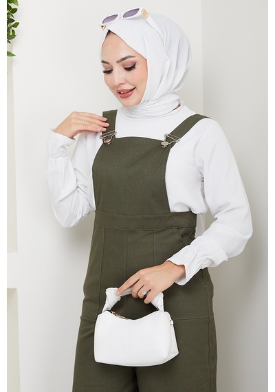 Bestenur Gülru Cepli Gabardin Tulum 1587 - Haki Haki